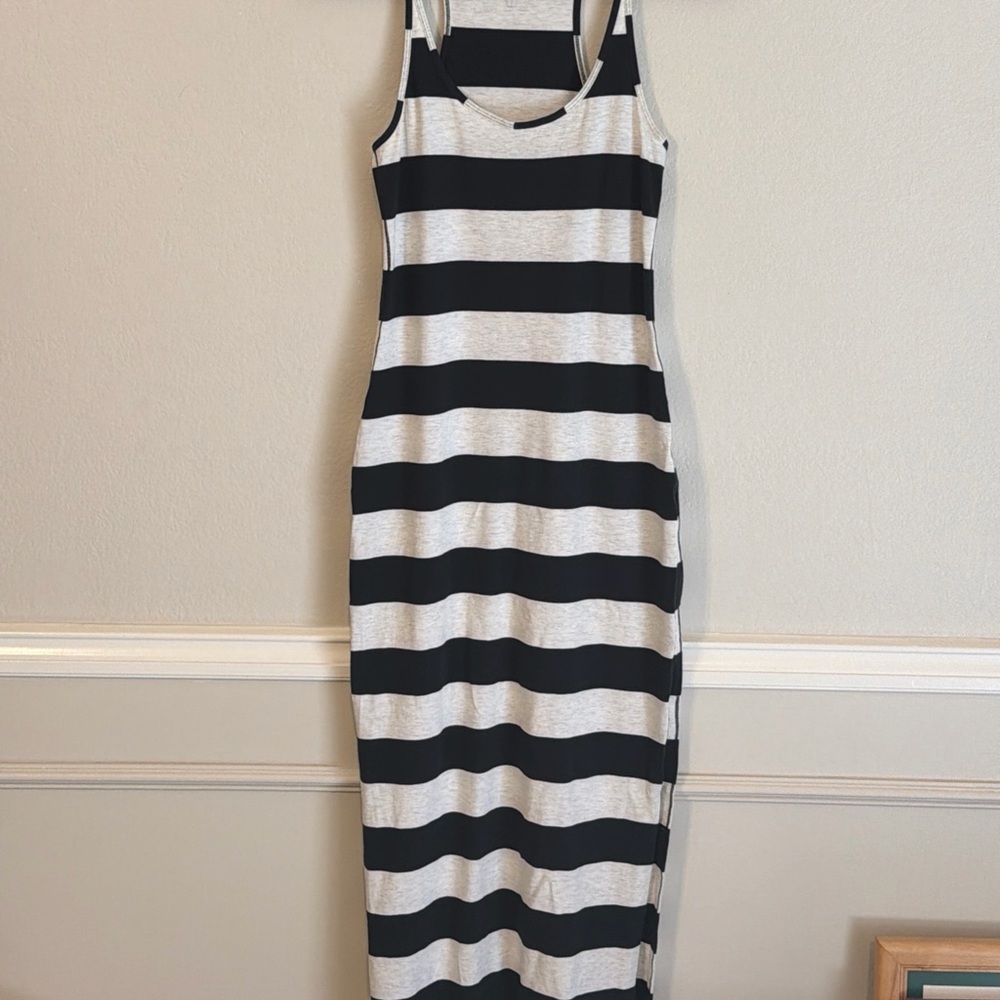 lululemon athletica Black and White Striped Midi Dress